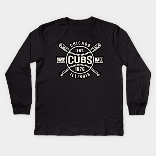 Chicago Cubs Bats & Ball by Buck Tee Kids Long Sleeve T-Shirt